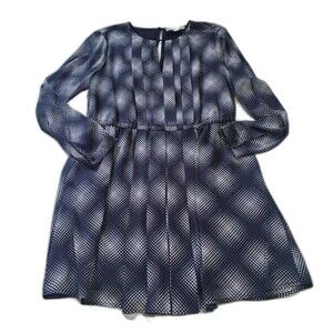 Michael Kors long sleeve dress size L navy blue and white print